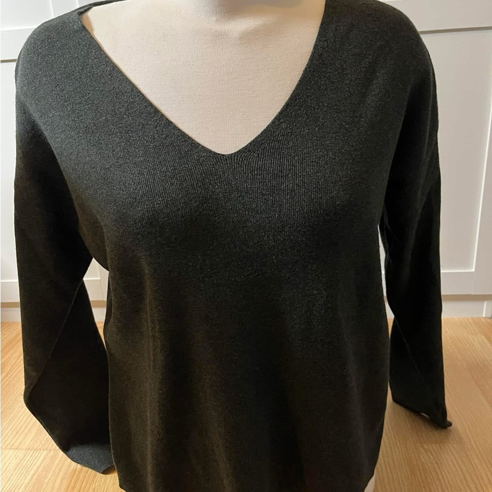 Dark Green V-Neck Sweater